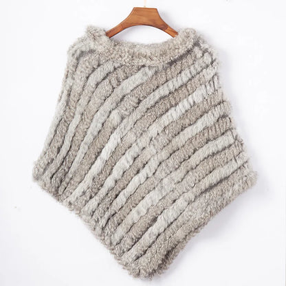 Women's Real Rabbit Fur Poncho Vest Natural Leather Winter Jacket Wrap Coat Shawl  Wedding Party Knitted Fur Vest Wholesale