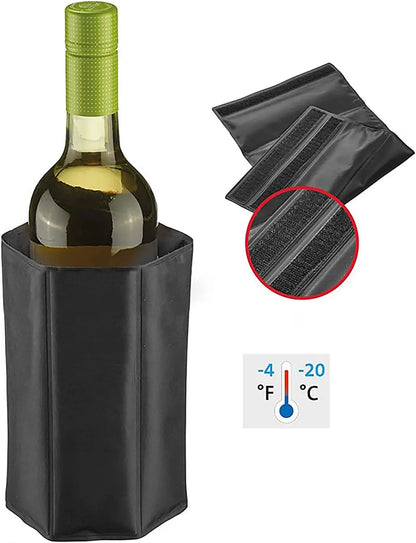 Rapid Ice Wine Bottle Cooler Reusable & Elegant Chill Cooler with Sleeve & Refrigerant Gel Iceless Chiller for Champagne Beer