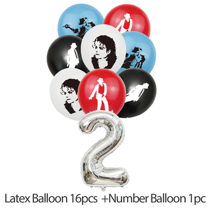 Michael Jacksons Birthday Party Decorations Fans Party Supplies Cake Topper Balloons Background Photo Studio Photography Props