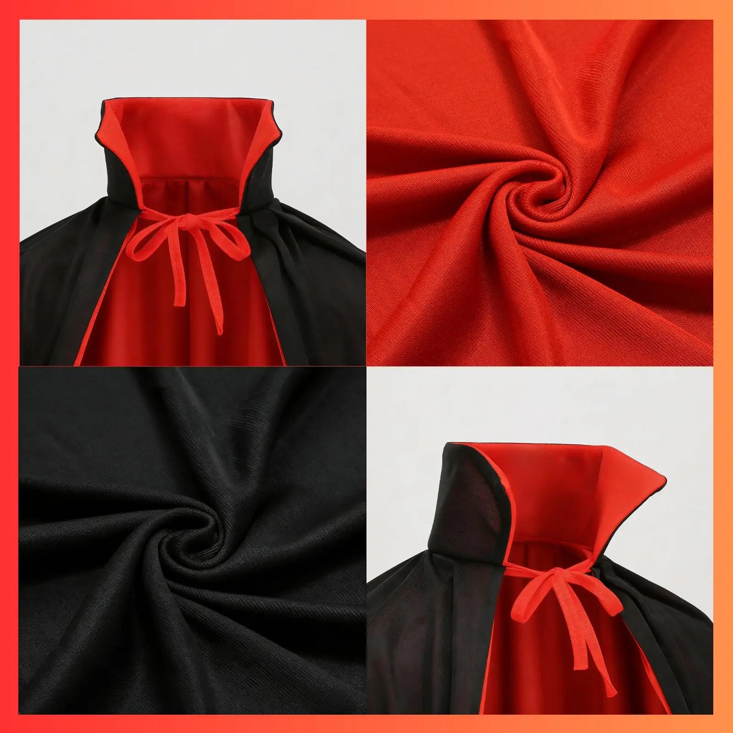 Unisex Adult Reversible Stand Collar Hooded Cloak Knit Masquerade Cape for Halloween Drapey Fabric Perfect Masquerade Costume Accessory