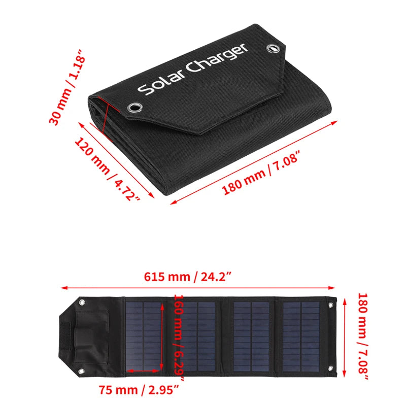 100W/80W/60W Foldable Solar Panel 5V USB Portable Folding Bag for Cell Phone Outdoor Waterproof Power Bank for Camping Hiking