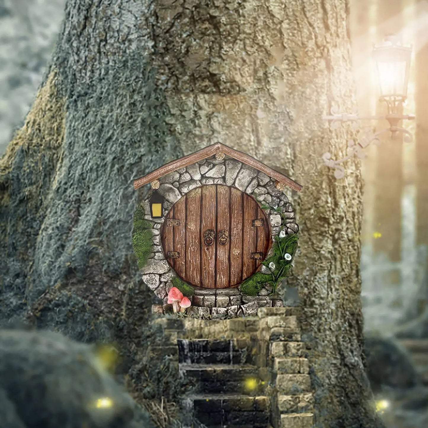 Miniature Fairy Gnome Door Figurines Elf Home For Yard Art Garden Tree Sculpture Statues Decor Outdoor Decor Fairy Garden D V5C7