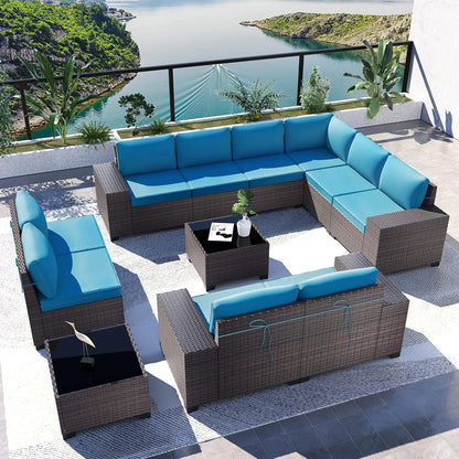 12 Piece Patio Furniture Set, Outdoor Wicker Sectional Sofa, Customized