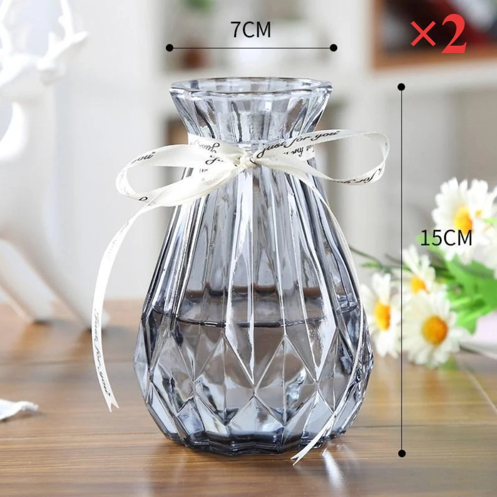 European Style Glass Vase Geometric Glass Vases Hydroponic Plant Bottle Flower Arrangement Pot Home Office Desktop Decor