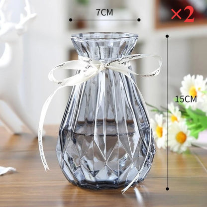 European Style Glass Vase Geometric Glass Vases Hydroponic Plant Bottle Flower Arrangement Pot Home Office Desktop Decor