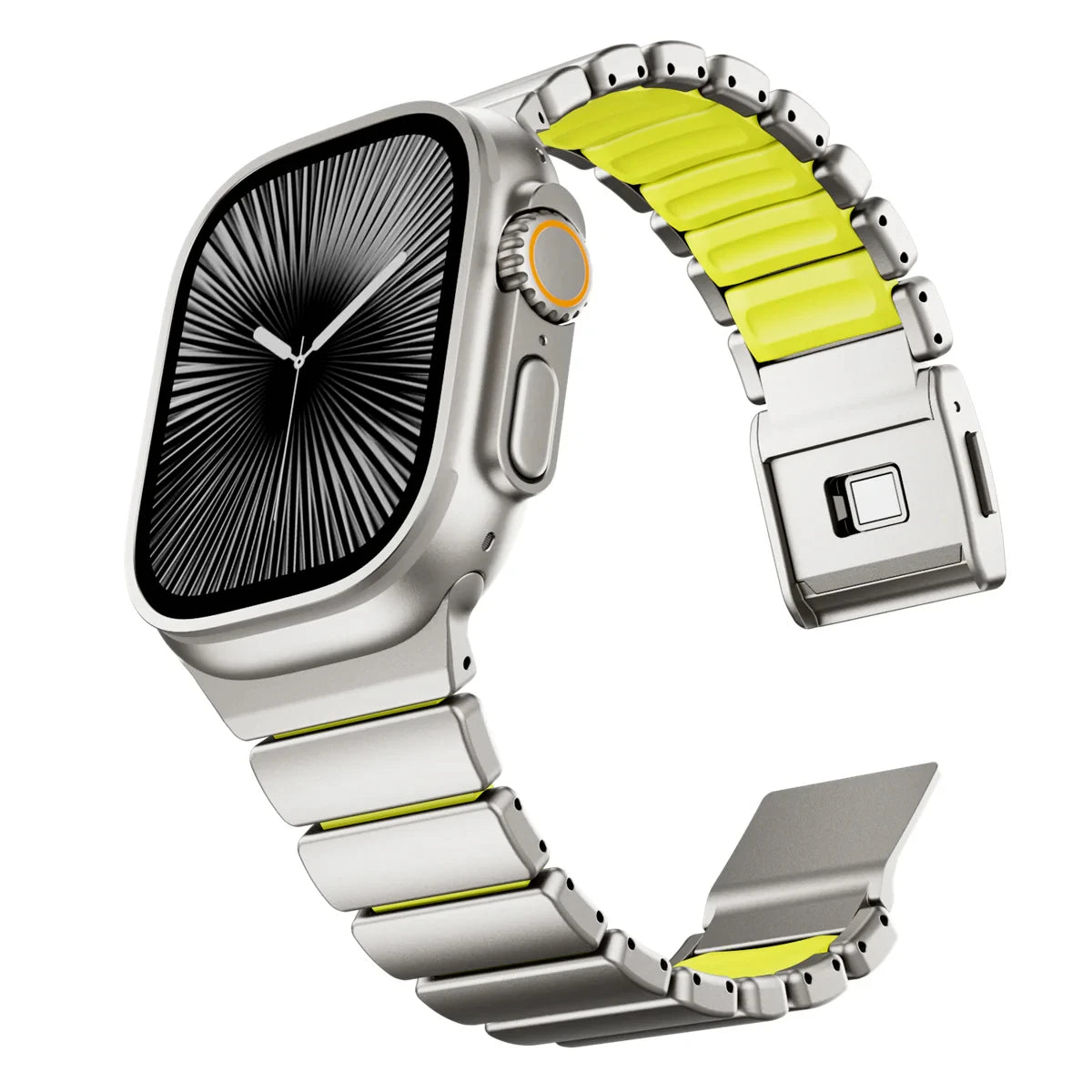 Titanium Fluororubber Strap for Apple Watch Ultra 4 3 2 49mm Series 12 11 10 46mm Magnetic Band for Iwatch 9 8 7 45mm 6 SE3 44mm