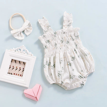 ma&baby 0-24M Baby Girl Romper Newborn Infant Jumpsuit  Floral Print Sleeveless Clothing Headband Summer Outfits