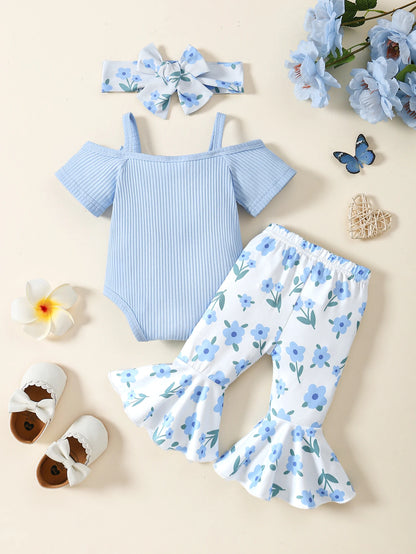 Fashion Baby Girl 2PCS Floral Print Outfit Set Ruffle Sleeve Button Down Shirt + Shorts for 0-3Y Newborn Casual Summer Clothes