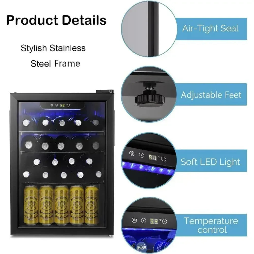 Activity priceActivity limited-time pricePromotionCompact 2.4 Cu. Ft. Mini Wine Cooler with Clear Glass Door, Quiet Operation, a
