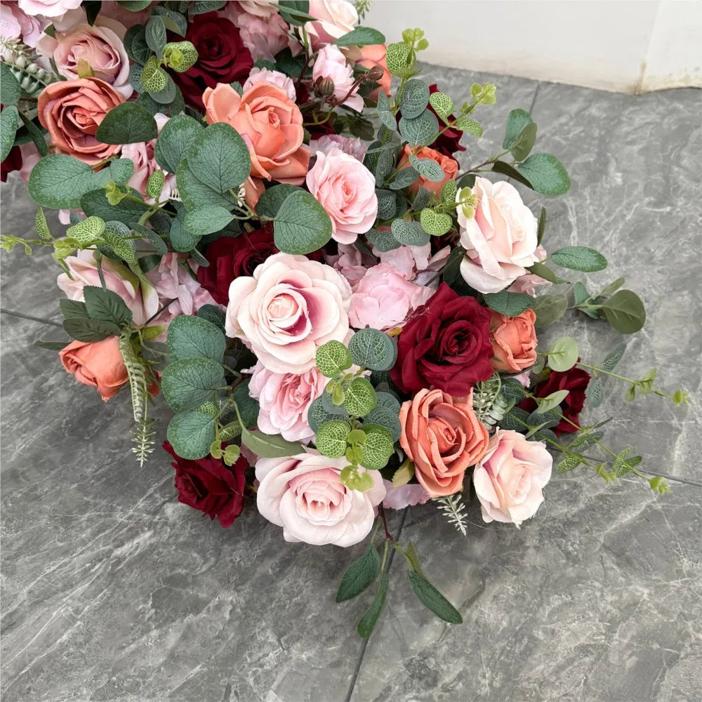 Uflower 2m Luxury Artificial Flowers Wedding Backdrop Table Long Runner Flower Row Floral Backdrop Arrangement Wall Arch Decor