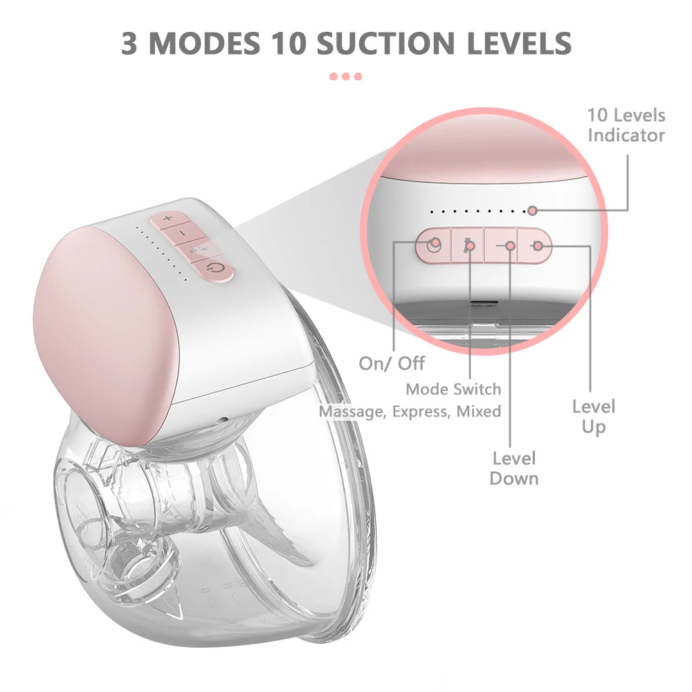Homesen Wearable Breast Pump Hands Free Electric Single Portable Wearable Cup 8Oz/ 240Ml Bpa Free 3 Modes 10 Suction Levels Comf