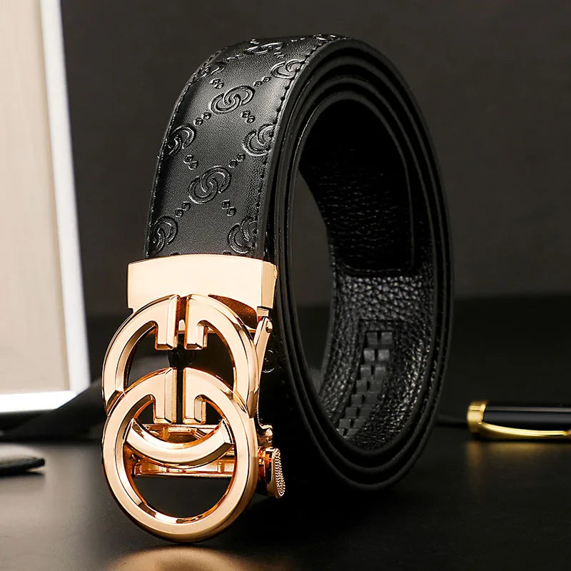 2024 New business Male Famous Style Metal Automatic Buckle Luxury Brand Women Belt Genuine Leather Belts for Men Strap jeans