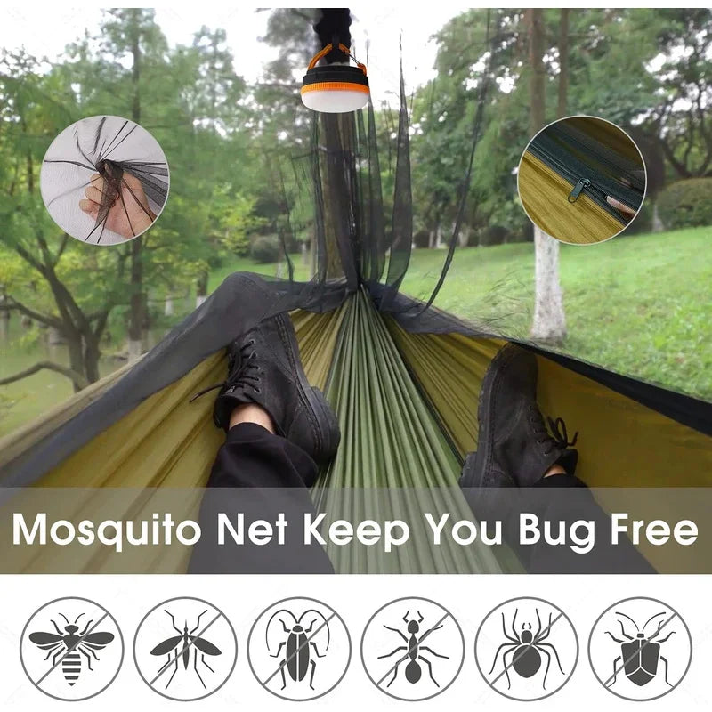 Anti Outdoor Camping Hammock With Mosquito Net And Rain Tent Equipment Supplies Shelters Camp Bed Survival Portable Hammock