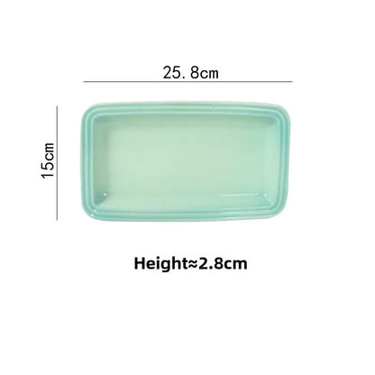 Le Creuset Rectangular Ceramic Plate Dim Sum Dessert Antipasto Dish Japanese Style Handmade Gradient Color Chinese Cuisine