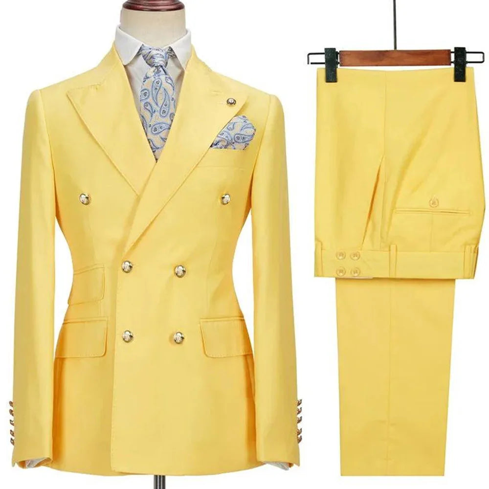 Men's Suit Set 2 Piece Stylish Blazer Pants Business Casual Groom Wedding Party Tuxedo Elegant Formal Slim Fit Male Suit