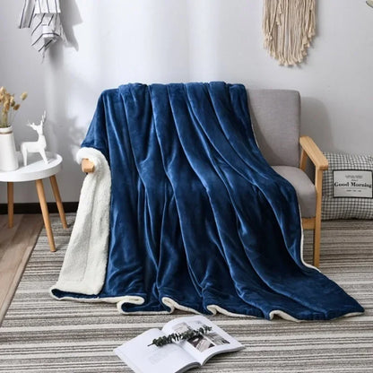Lamb wool flannel blanket Nordic light luxury style quilt blanket Double layer thickened blanket