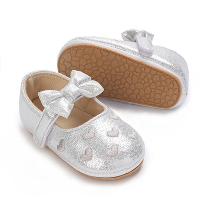 Breathable Newborn Baby Shoes Baby Boy Girl Shoes Girl Classic Bowknot Rubber Sole Anti-slip PU  Toddler Shoes First Walker