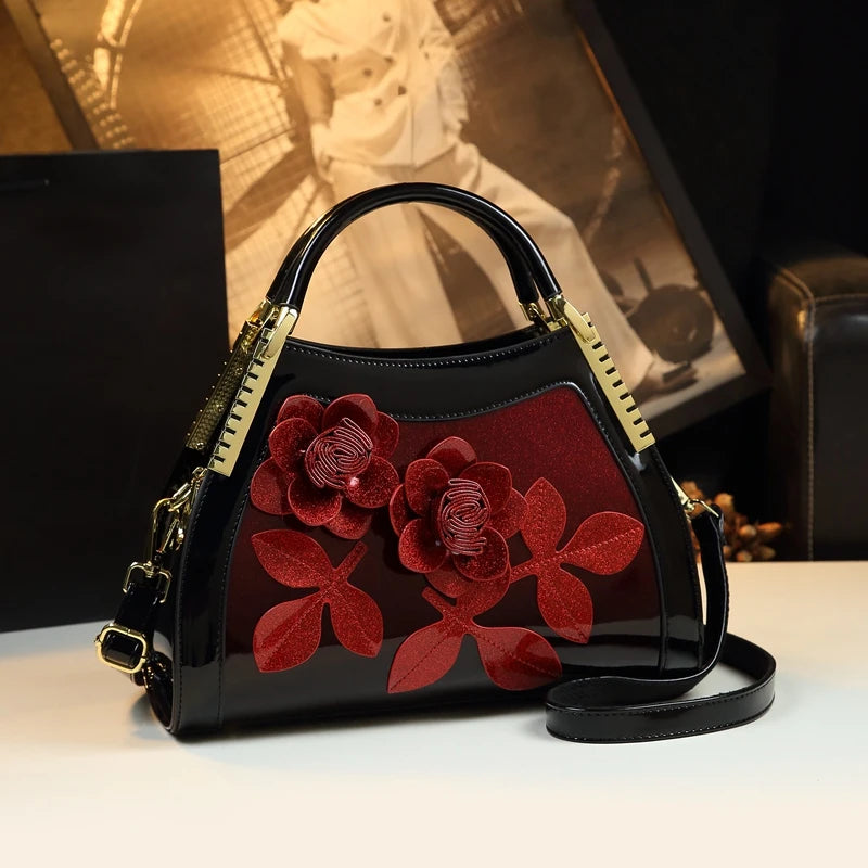 2026 Luxury Fashion Genuine Leather Women Handbags Shoulder Messenger Bag Female  New Large Capacity Flower Crossbody Tote Bags