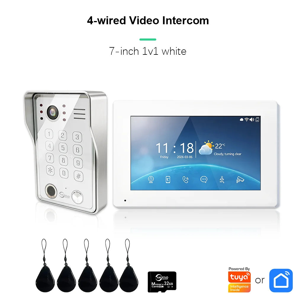 ANJIELO Doorbell Video Intercom System for Home Doorphone Tuya Smart 1080P Monitor Motion Detection Digital Photo Frame