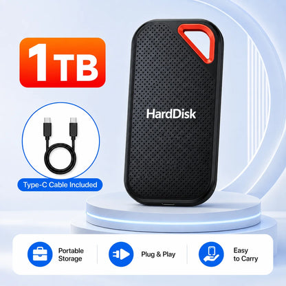 High-Speed Original SSD 2TB Portable USB3.1 Hard Drive 4TB Noiseless Disk for Freelancer Laptop Tablet Workbench