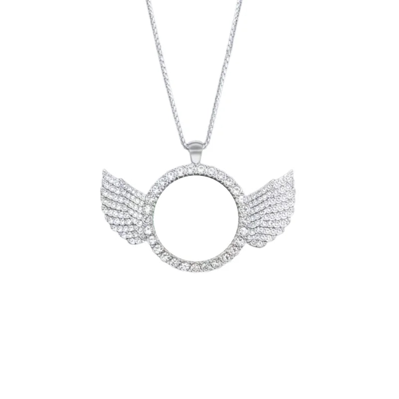 Personalised Heart-Shaped Wings Necklace, Custom Photo Necklace, DIY Gift, Commemorative Present