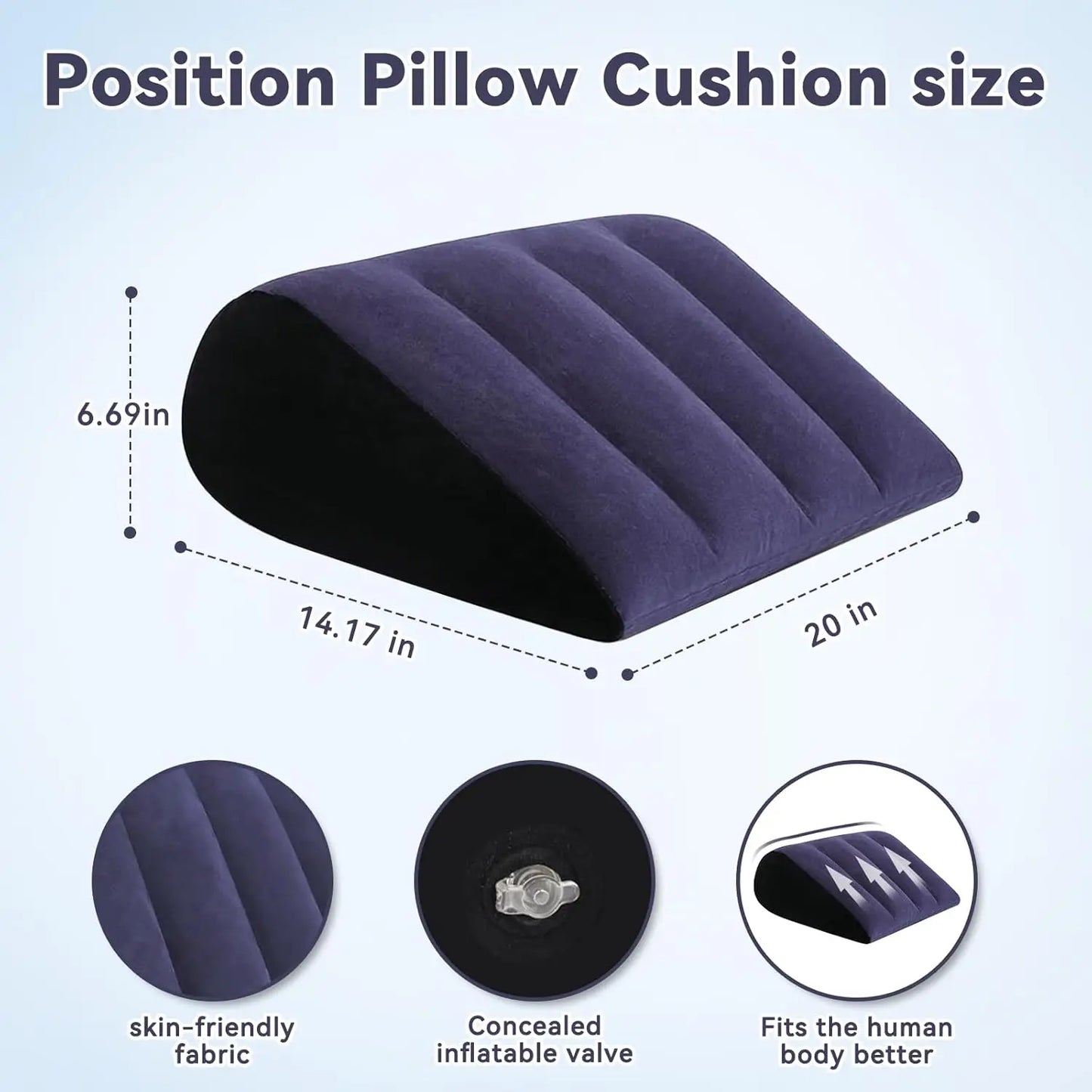 Inflatable Wedge Support Pillow Foldable Body for Leg Back Support Portable Ergonomic Wedge for Reading Yoga Car Travel