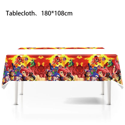 Kids Party Favors Decoration Balloons Gift Bag Brawl Stars Theme Happy Birthday Banner Tableware Paper Plates Napkins Tablecloth