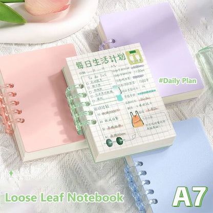 A7 80 Sheets Portable Pocket Notebook Simple Loose-leaf Square Notepad Horizontal Line Inner Page Memo Pad Diary Book