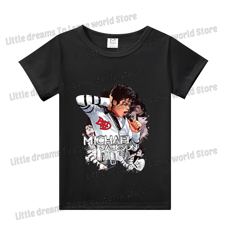 Michael Jackson T-shirt Children Clothing Singer Printed Cotton Tops Boy Girl MJ Summer Tee Shirts Casual Clothes Birthday Gift