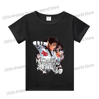 Michael Jackson T-shirt Children Clothing Singer Printed Cotton Tops Boy Girl MJ Summer Tee Shirts Casual Clothes Birthday Gift