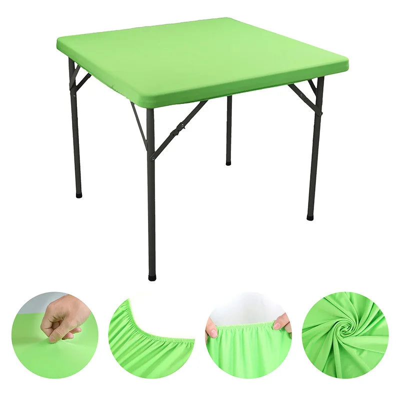 Square Elastic Edge Fitted Table Cover Stretch Cocktail Tablecloth For Wedding Picnic Banquet Party Decor Table Cloth