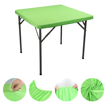 Square Elastic Edge Fitted Table Cover Stretch Cocktail Tablecloth For Wedding Picnic Banquet Party Decor Table Cloth