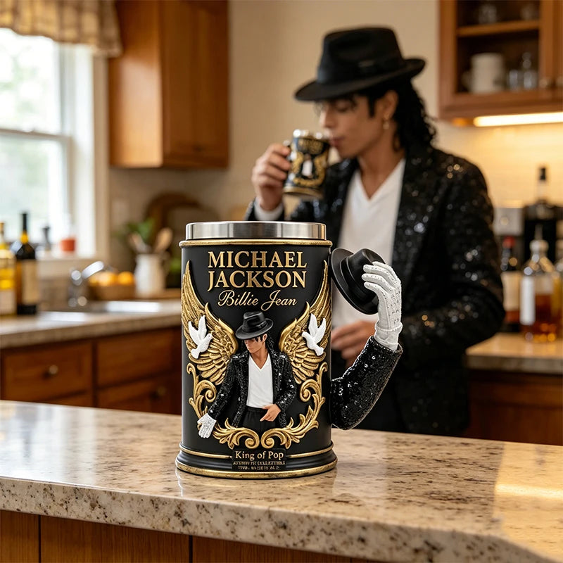 Unique Spark Plug Michael Jackson 3D Resin Mug Stainless Steel Inner Liner Creative Collectible Coffee Cup Home Drinkware Gift