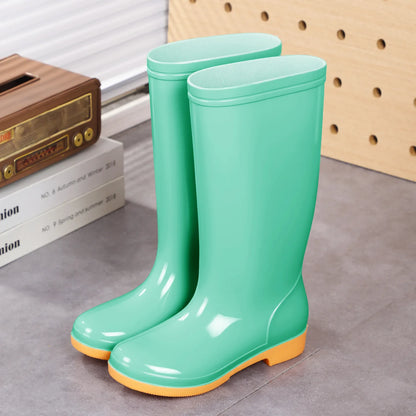 Comemore Rainboots Women High Long Boots Non-slip Waterproof Shoes 2023 New Rain Boots Fashion Print Women's Mid Calf Galoshes