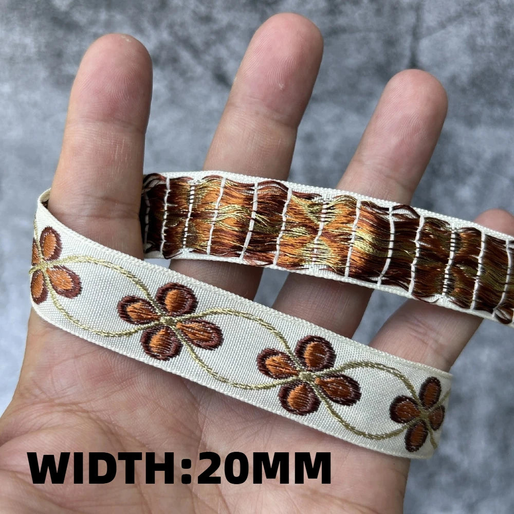 5 Yards 1~3CM Geometric Flower Designs Are Selling Well Embroidered Jacquard Ribbon Decorative Clothing Dog Chain Curtains