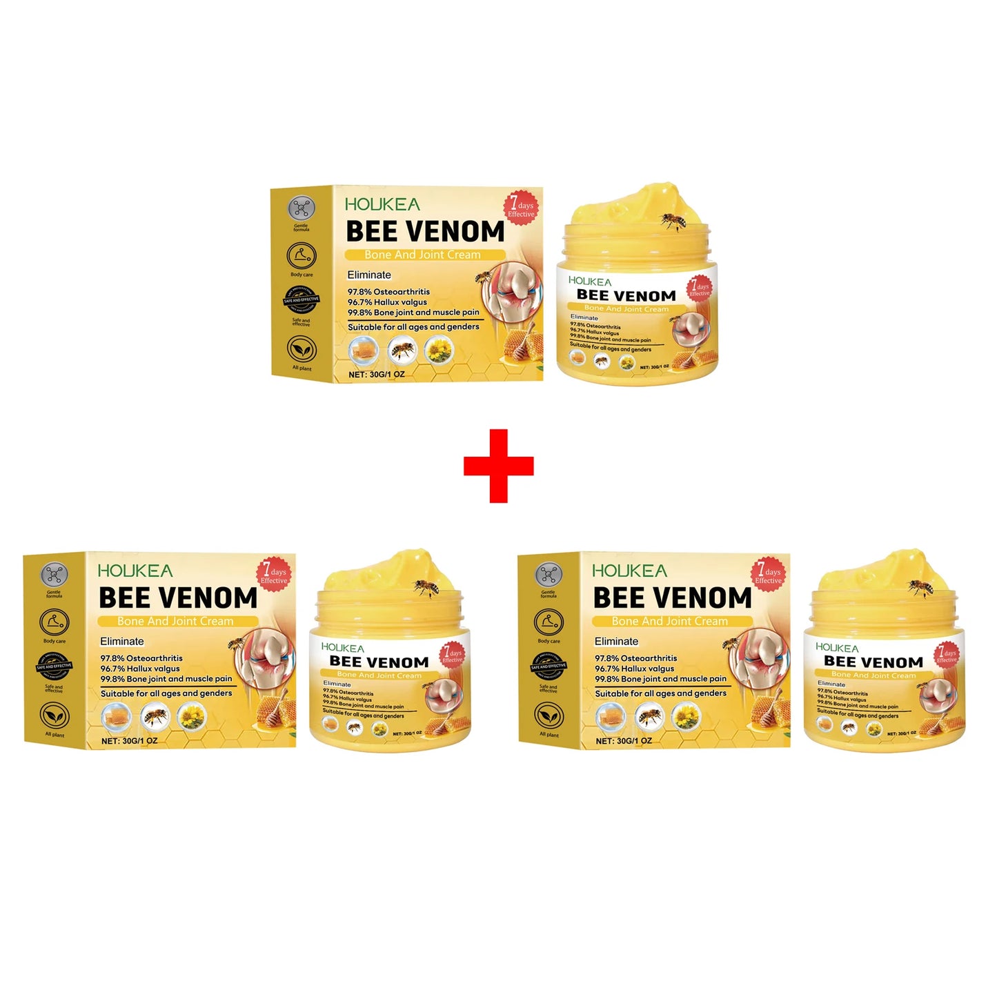 Houkea Bee Venom Joint Bone Care Cream Repair Muscle Hurt Relief Rheumatoid Pain Arthritis Treatment Body Knee Soothing Creams