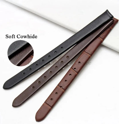 Gold Buckle Soft Cowhide Leather Bracelet Womens Fashion Wristwatch Watchband 8mm 10mm 12mm 13mm 14mm 15mm 16mm 17mm Watch Strap