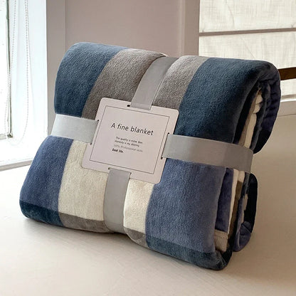 Thick Thow Blanket Geometic Style Reactive Printed Flannel Fleece Blanket for Beds Single/Queen/King Plush Plaids Sofa Plaid Bed