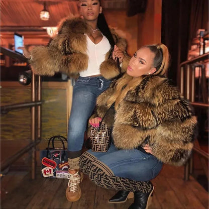 2026 Maomaokong Super Hot Winter Women Luxury Thick Real Raccoon Fur Coat Natural Fox Fur Jacket Plus Size Jackets Female Vest