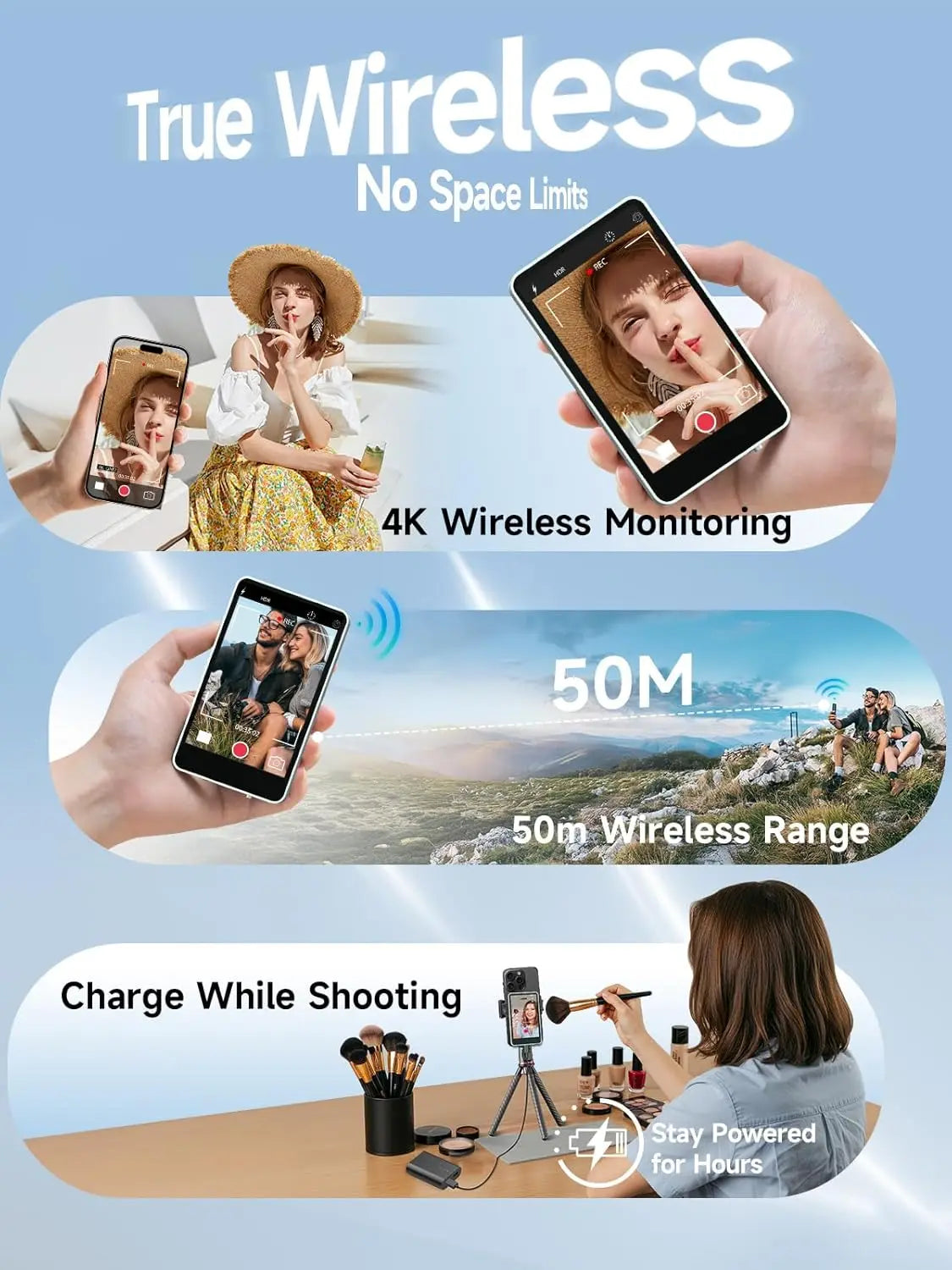 【US STOCK】 SYNCO XView M4 4 Inch Magnetic Vlog Selfie Monitor Screen P2P Wireless Connection Bluetooth Remote Control No WiFi Needed Portable Rear Camera Viewfinder Compatible with iPhone Smartphone Ideal for Outdoor Vlog
