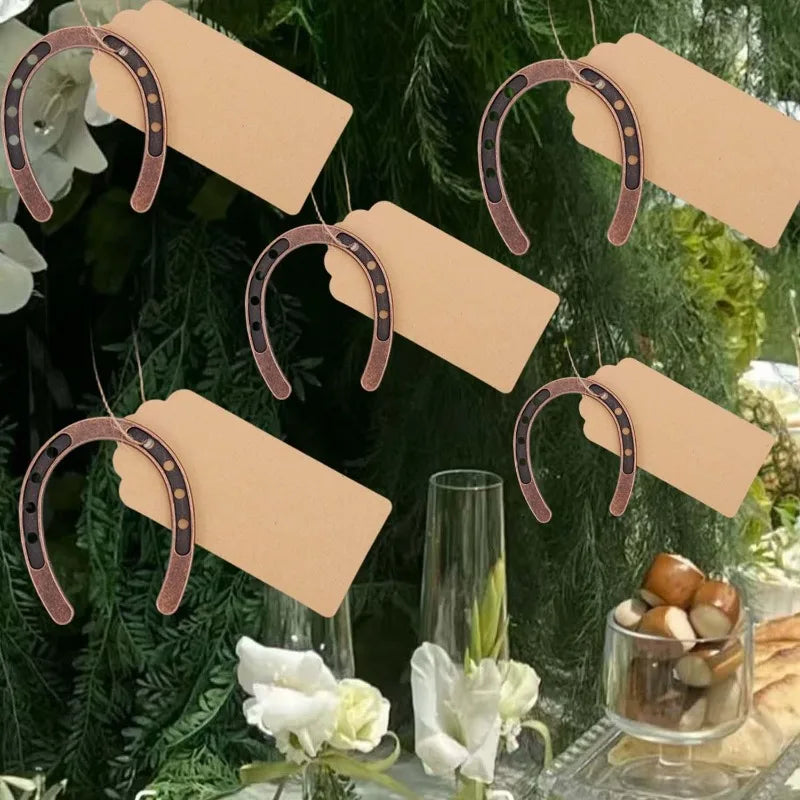 1/10PCS Lucky Horseshoe Ornament Mini Retro DIY Decor Horseshoe with Blank Card Birthday Valentine's Day Gift Creative Pendant