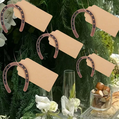 1/10PCS Lucky Horseshoe Ornament Mini Retro DIY Decor Horseshoe with Blank Card Birthday Valentine's Day Gift Creative Pendant