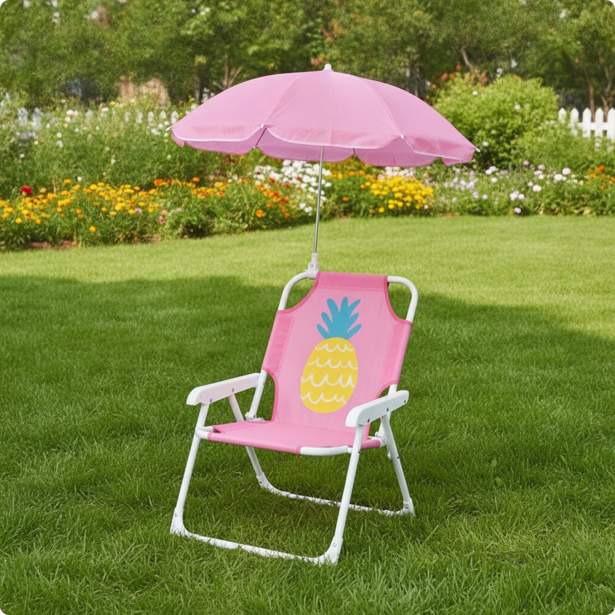 Kids Beach Chair with Umbrella Portable Children Camping Chair Sun Protection Lightweight Kid Parasol Chair for Outdoor Camping