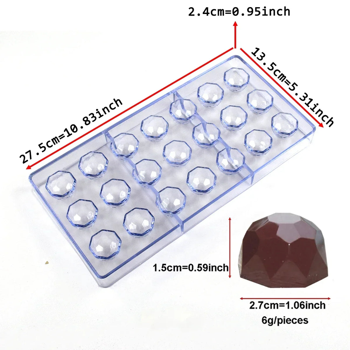 1Pcs Chocolate Molds Polycarbonate Candy Flowers Cube Oval Shape Confectionery Pans Trays Acrylic Baking Utensils Pastry Mould