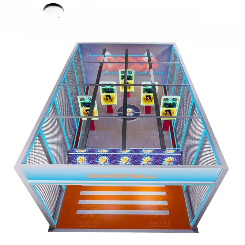 Northern Lights Metal Indoor Foldable Basketball Arcade Game Machine with Hoop Colorful Finish 2-Year Warranty Universal Plug