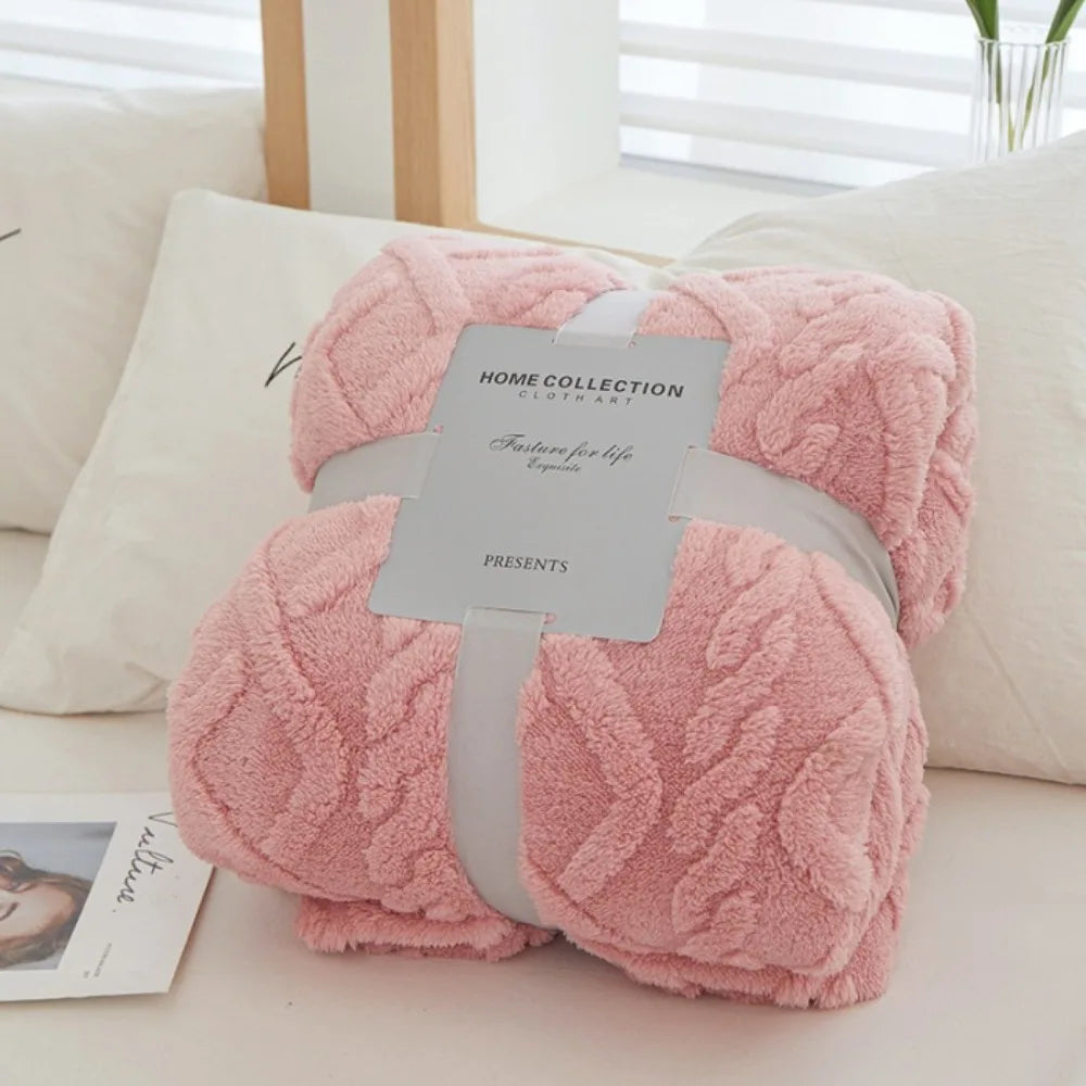 New Jacquard Rhombus Taffy Velvet Blanket Single Layer Double Sided Milk Velvet Soft Warm Throw Blanket for Sofa Bed Office Air