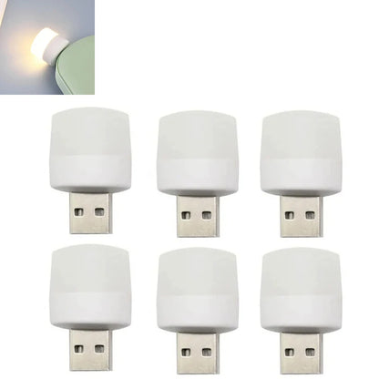 USB Night Light Mini LED Night Light USB Plug Lamp Power Bank Charging USB Book Lights Small Round Reading