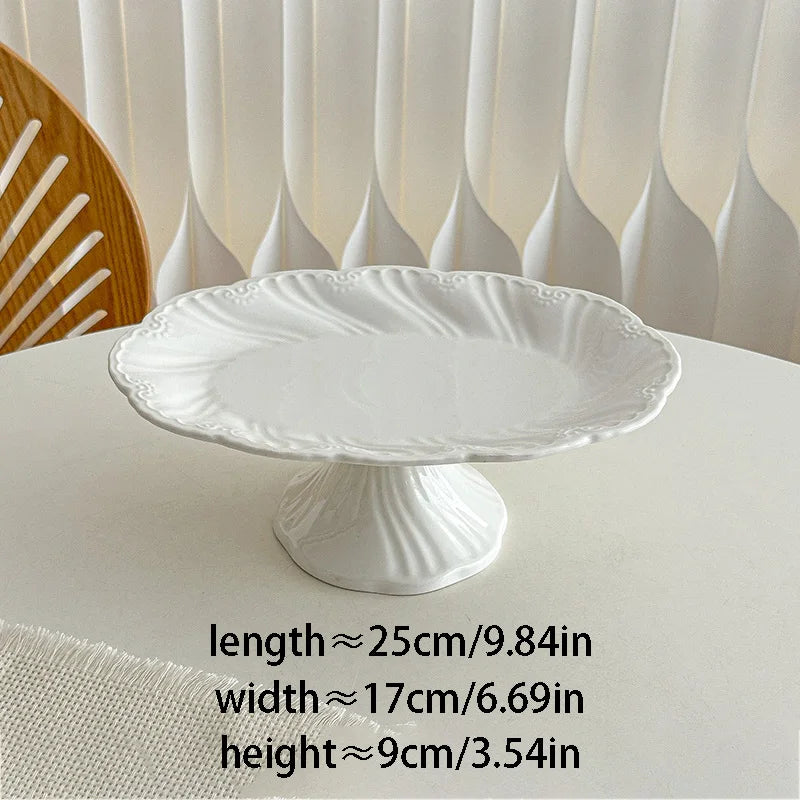 New French Minimalist Style High Temperature Fired Ceramics Plates Dinner Sets Stem-Dish Rice Fruit Bowl Salad Plate Tableware