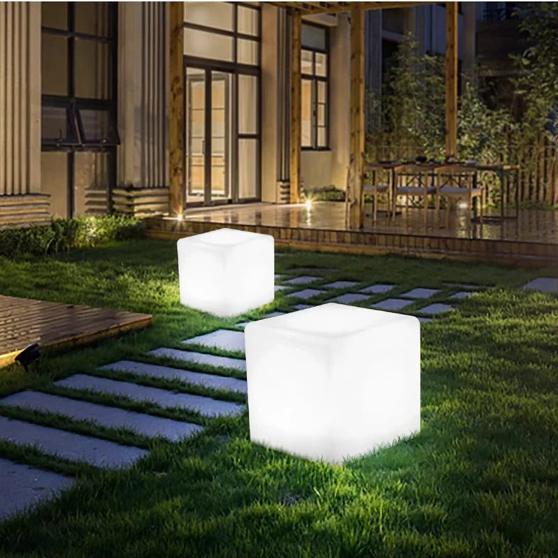 Luminous Cube Lamp Lawn Solar LED Outdoor Lighting Non Solar Lamp Outdoor Garden Decoration Outdoor Courtyard Light