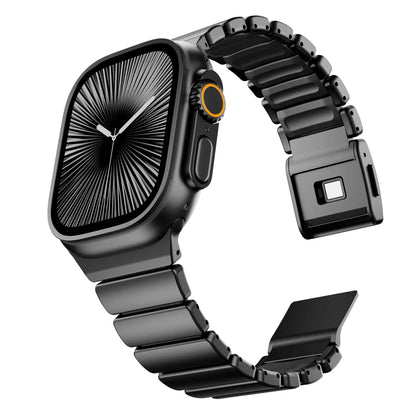 Titanium Fluororubber Strap for Apple Watch Ultra 4 3 2 49mm Series 12 11 10 46mm Magnetic Band for Iwatch 9 8 7 45mm 6 SE3 44mm